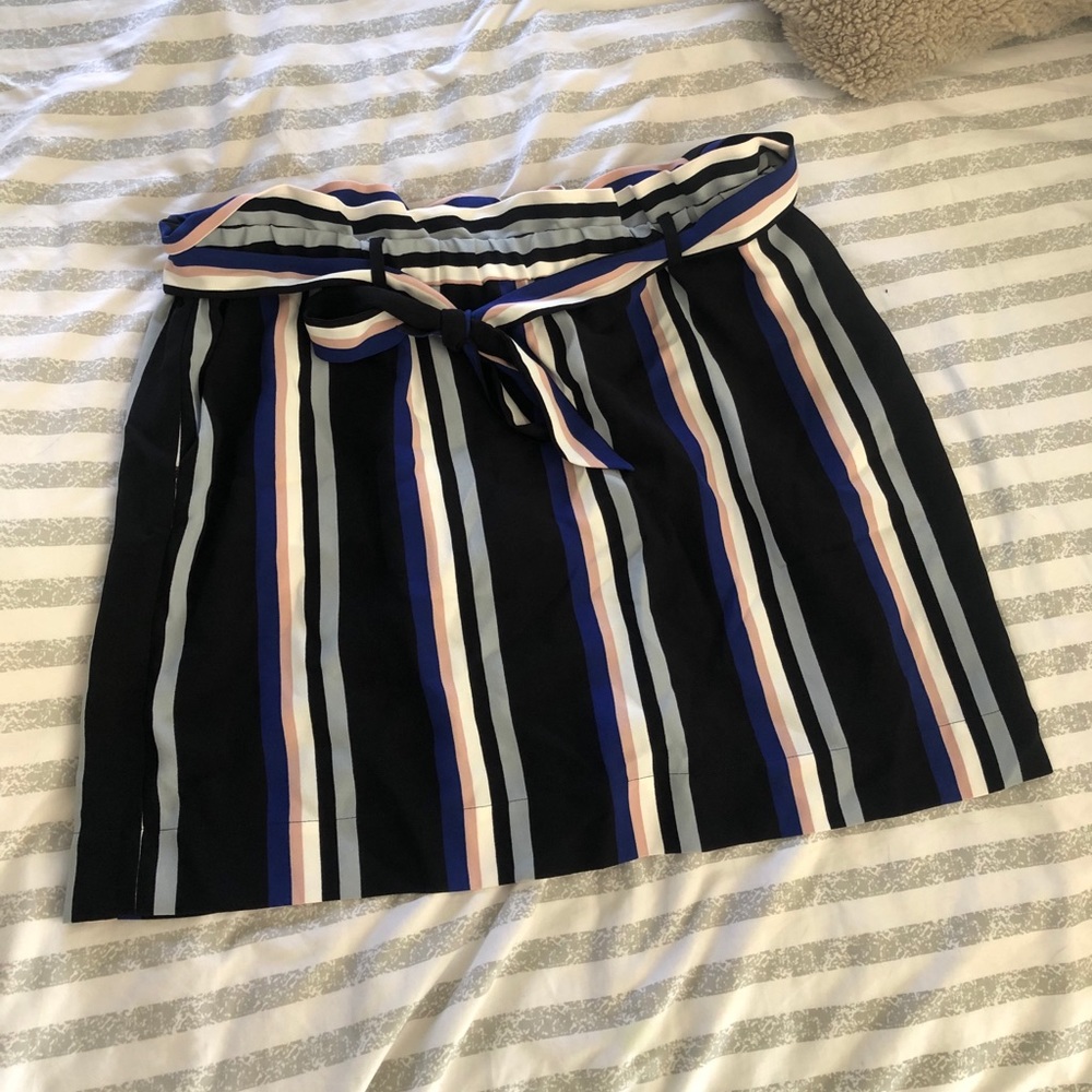 Express Black Striped Tie-Waist Skirt